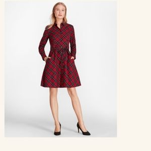 Brooks Brothers Red Fleece Collection PLAID COTTON TWILL A-LINE SHIRT DRESS NWOT